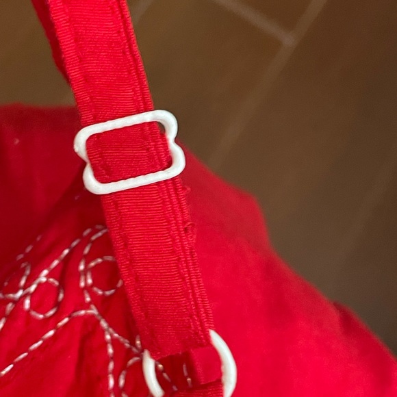 Unbranded red white embroidered slip dress elastic size small handmade Indonesia - Picture 13 of 14